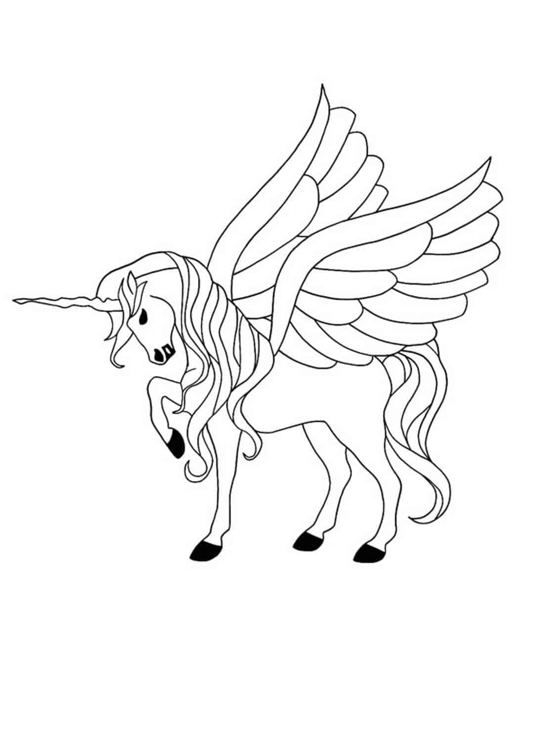 pix Cartoon Unicorn With Wings Coloring Pages winged unicorn coloring pages 4 free